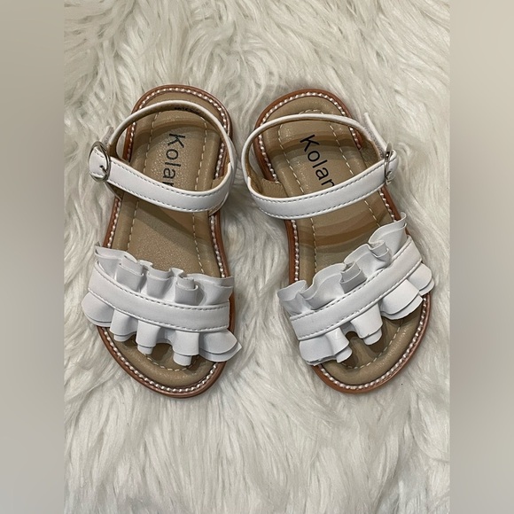 KOLAN ~ Baby/ Toddler White Ruffle Sandals Size 8 - Picture 11 of 15